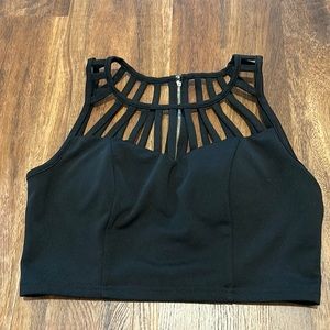 Black Papaya crop top clasp & zipper closure medium